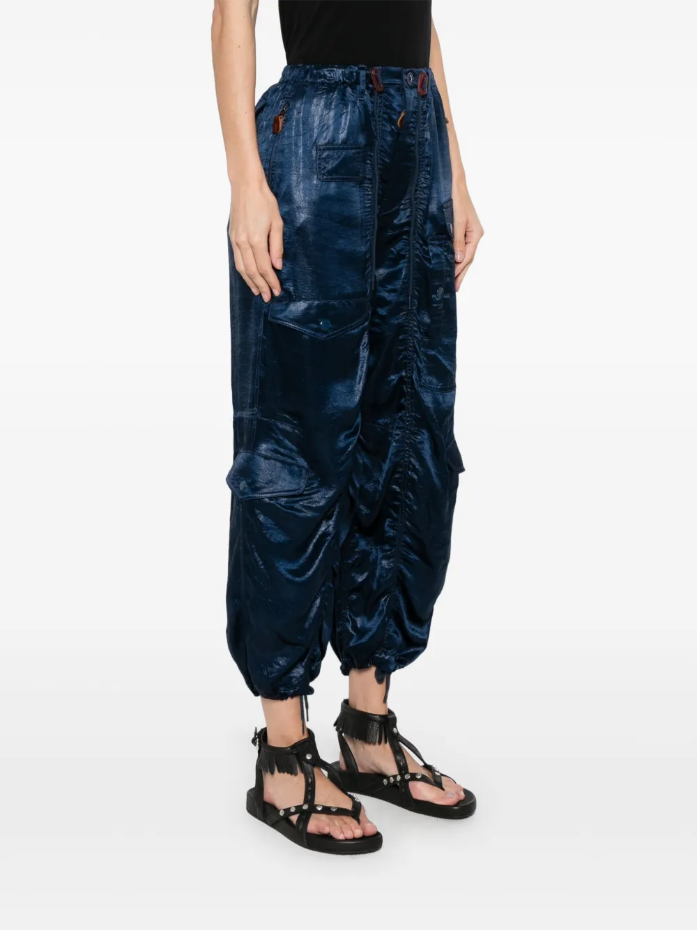 Shop R13 Satin Trousers In Blue