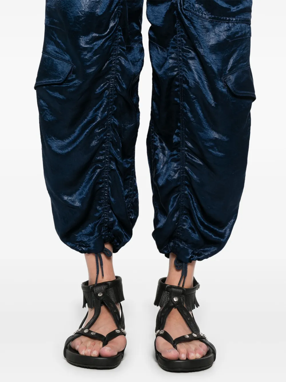 Shop R13 Satin Trousers In Blue