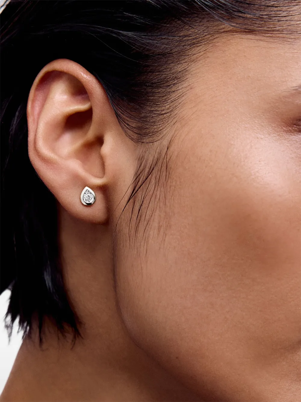 Monica Vinader Pear stud oorbellen met diamant - Zilver