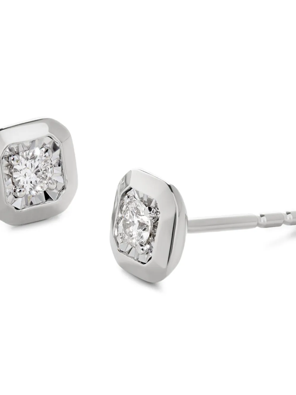 Monica Vinader Sterling Silver Asscher Diamond Stud Earrings Lab Grown Diamond In Metallic