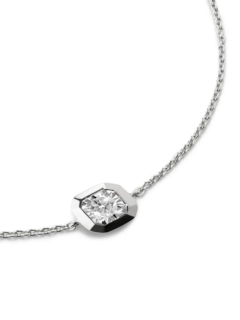 Monica Vinader Sterling Silver Asscher Diamond Chain Bracelet Lab Grown Diamond In Metallic