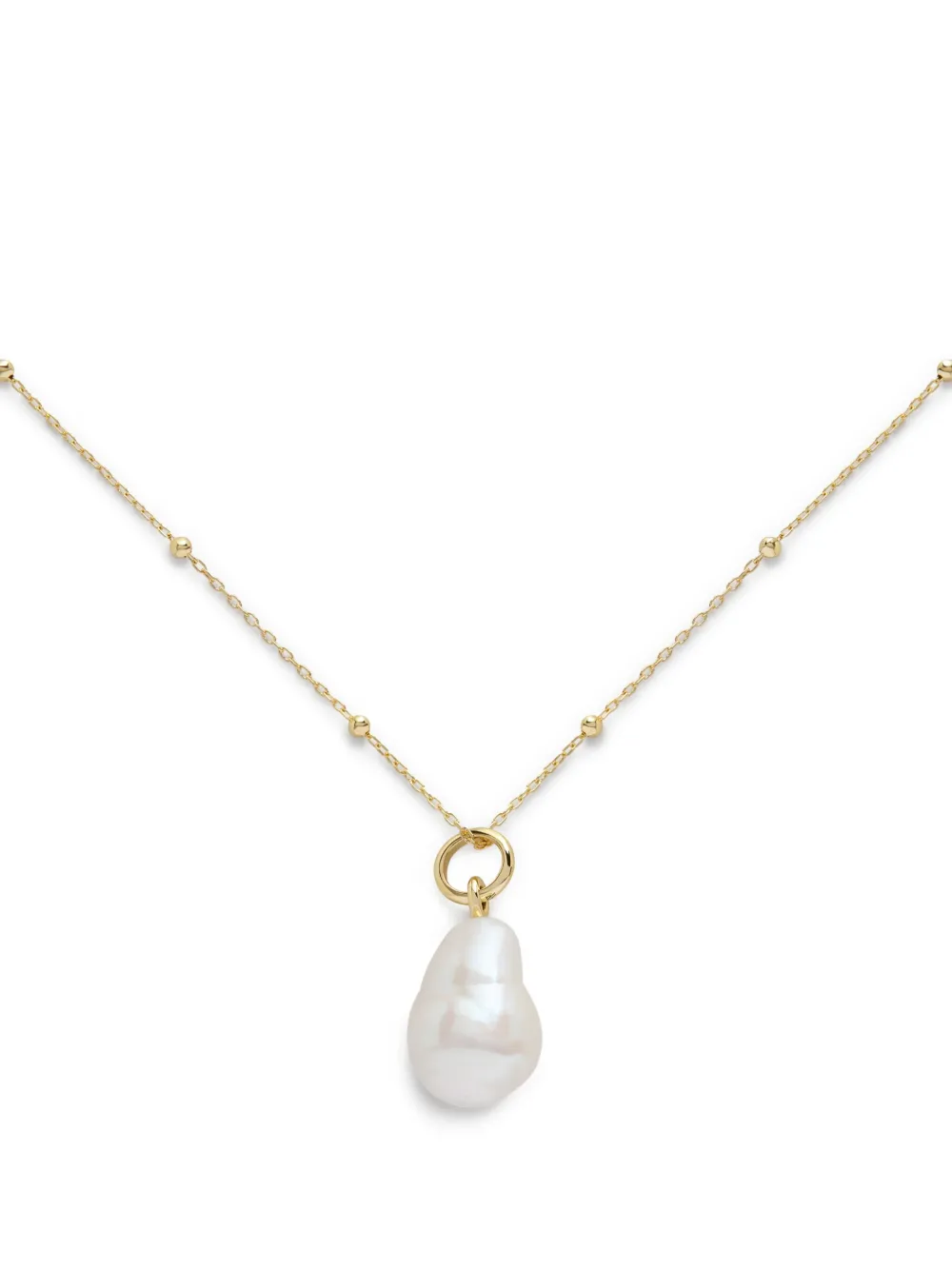 Monica Vinader Collana con pendente in oro giallo 14 carati e perla