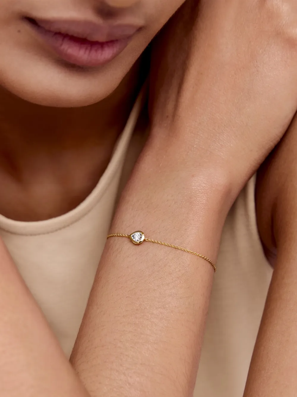 Monica Vinader Pear armband met diamant - Goud