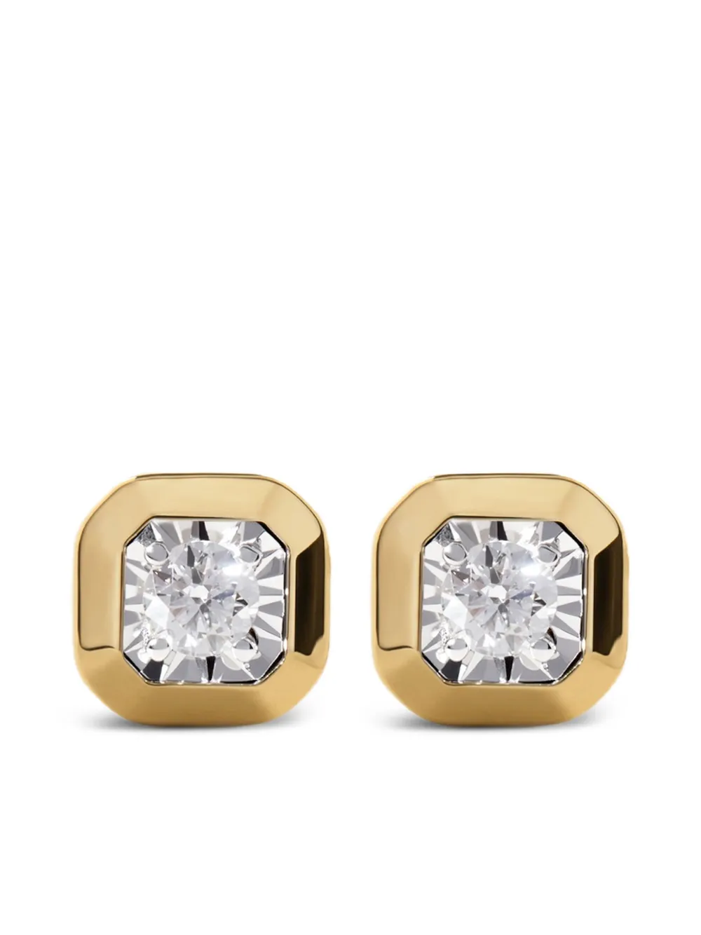 Monica Vinader Womens Asscher-cut 0.12ct Lab-grown Diamond And 18ct Yellow-gold Vermeil Stud Earrings In Gold