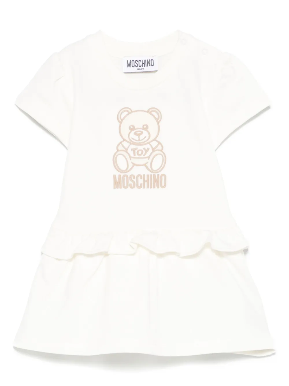 Moschino Kids Jurk met teddybeerprint Wit
