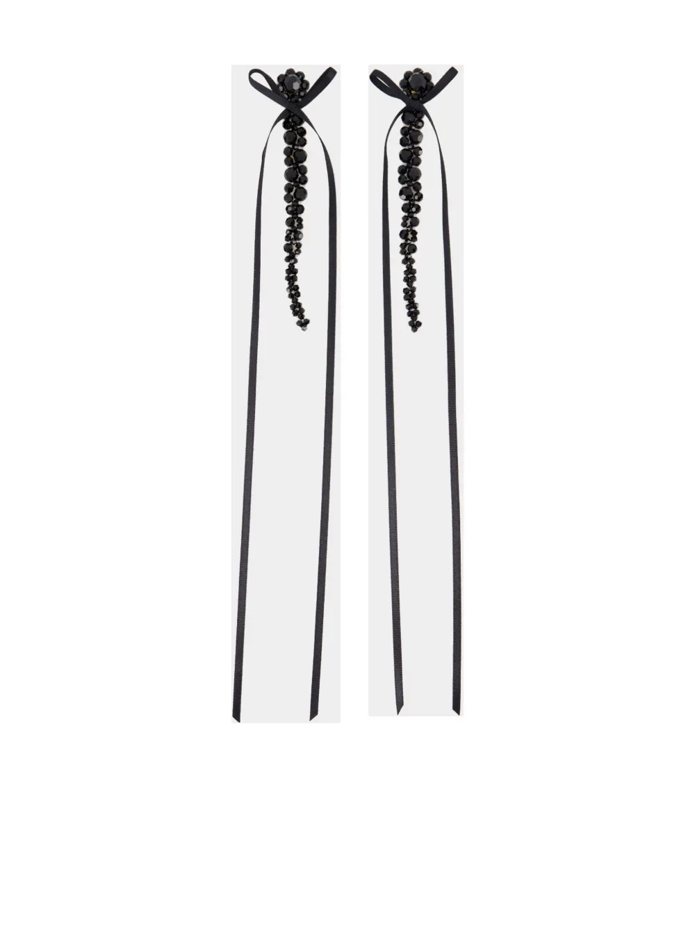 Simone Rocha Slim Bow Ribbon Drip Earrings In Black
