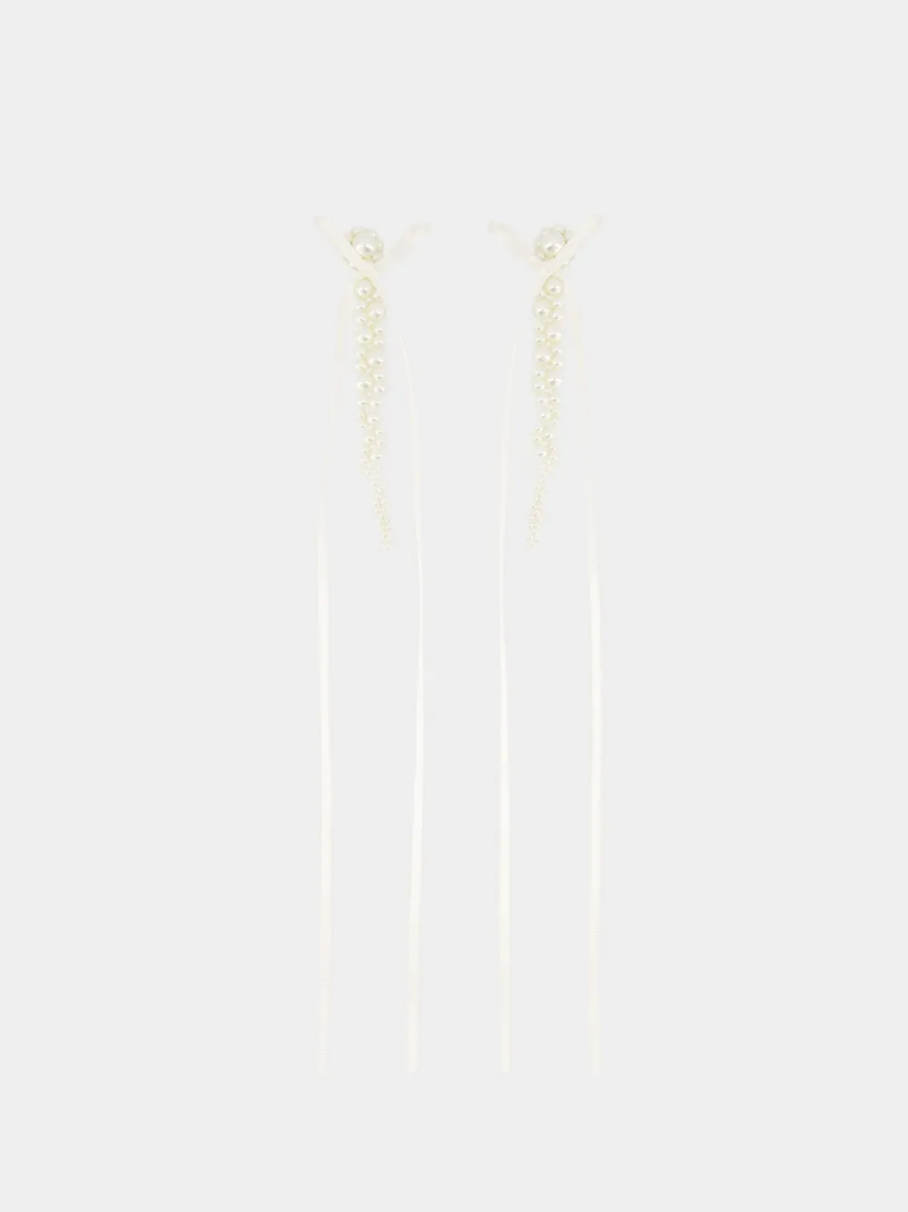 Simone Rocha Slim Bow Ribbon Earrings In White