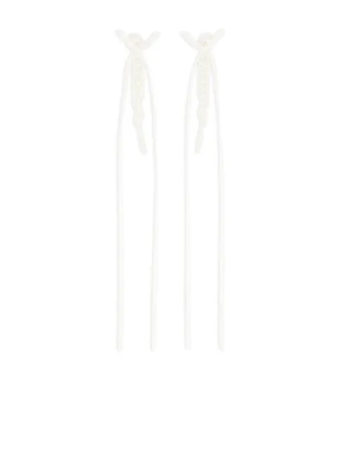 Simone Rocha slim bow ribbon earrings 