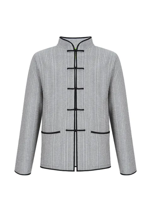 Shanghai Tang Mandarin-collar ribbed cardigan