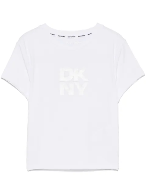 DKNY playera corta con logo metalizado