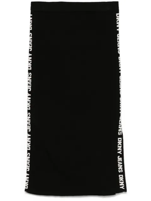 DKNY falda midi de tejido fino de canalé