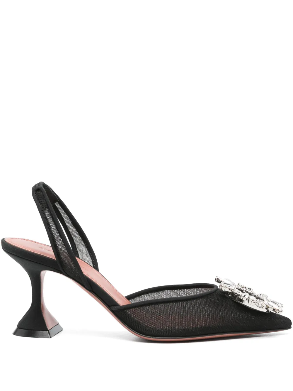 Amina Muaddi 75mm Begum Glass slingback pumps Black