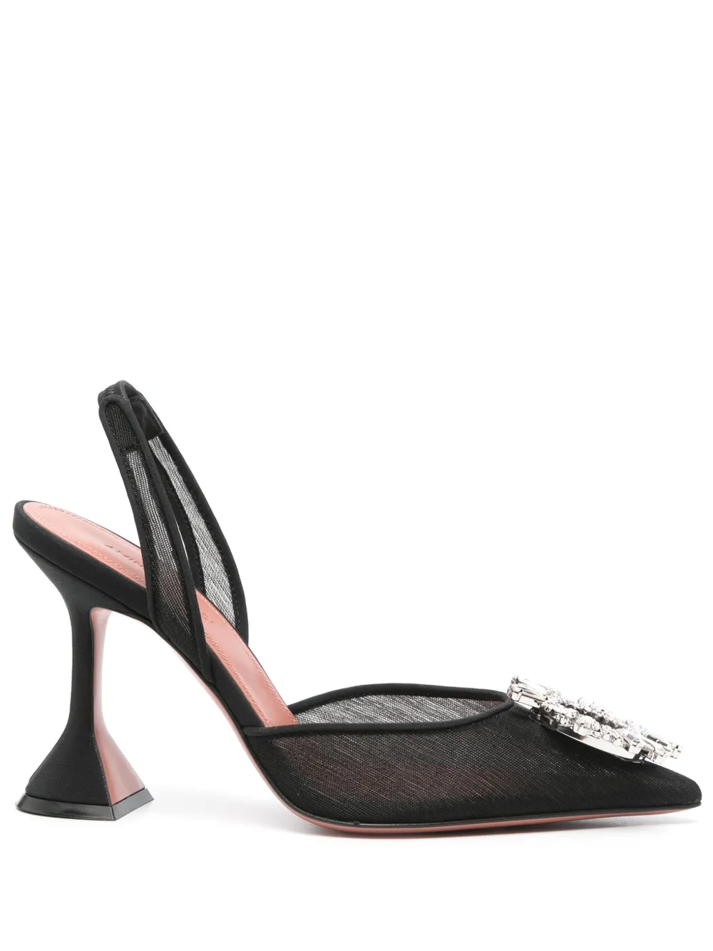 Amina Muaddi Begum Glass Sling 90mm pumps Zwart