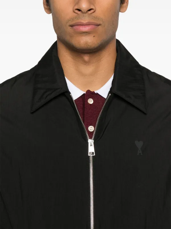 AMI Paris Ami De Coeur Zipped Jacket | Black | FARFETCH