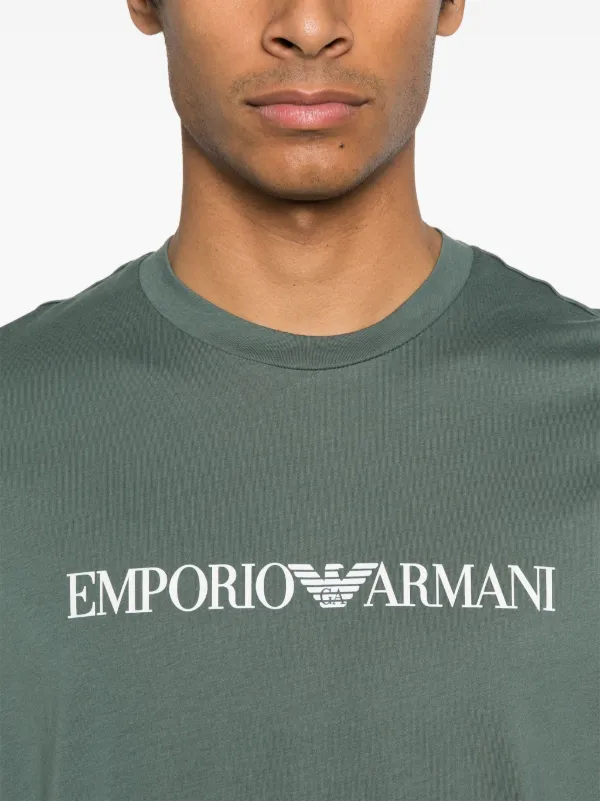 Tシャツ・カットソー EMPORIO ARMANI Men T Shirts EM001026AF13669M9058 Green Emporio Armani T-Shirt In Forest Green - 30% Off | Editorialist