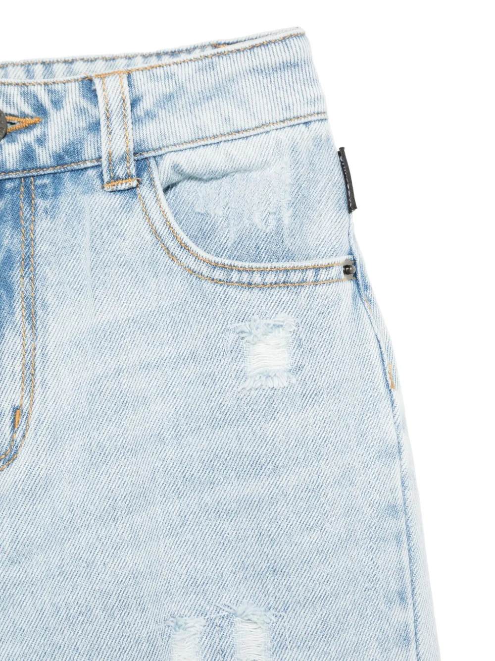 Moschino Kids Teddy Bear gerafelde jeans Blauw