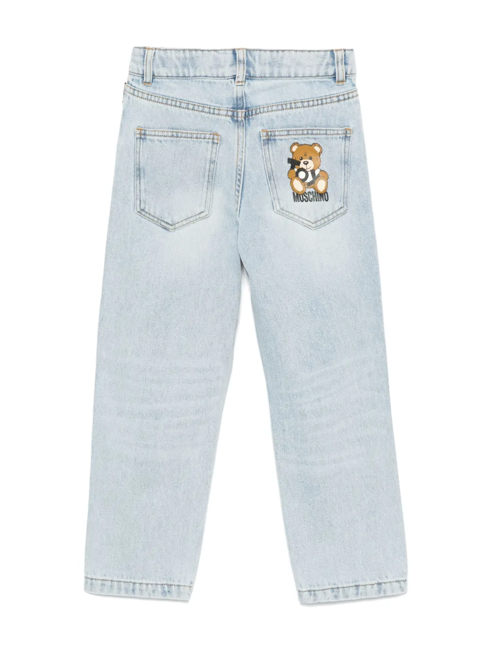 Moschino Kids Teddy Bear gerafelde jeans - Blauw