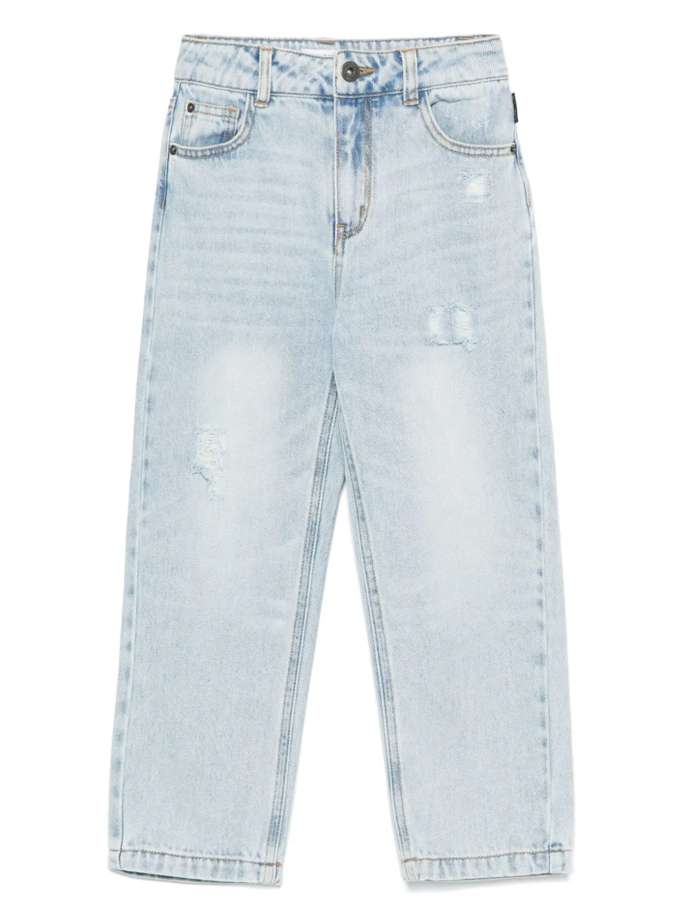 Moschino Kids Teddy Bear gerafelde jeans Blauw