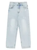 Moschino Kids Teddy-Bear distressed jeans - Blue