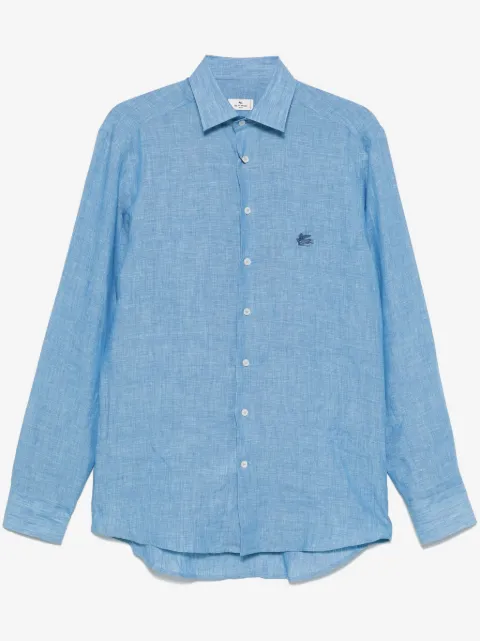ETRO logo-embroidered linen shirt
