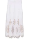 Eleventy openwork-embroidery midi skirt - White