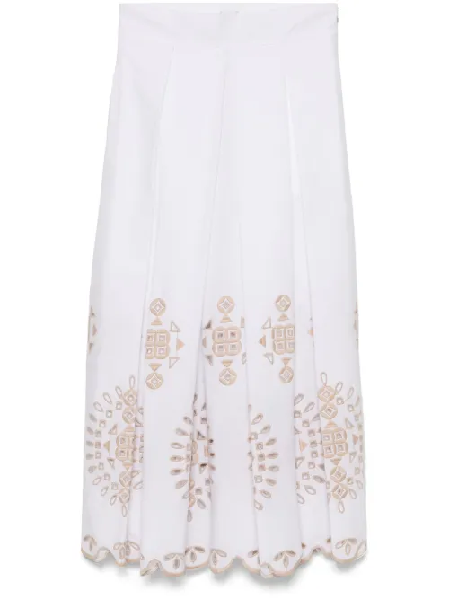 Jupe mi-longue à broderies ajourées - Eleventy - Modalova