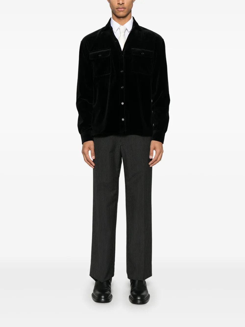 Ralph Lauren Purple Label Fluwelen shirtjack Zwart
