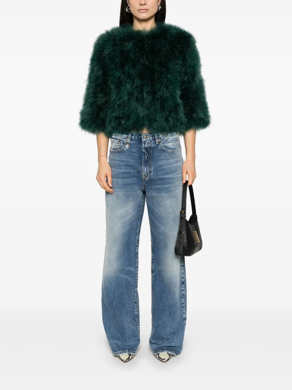 Yves Salomon feather jacket - Groen