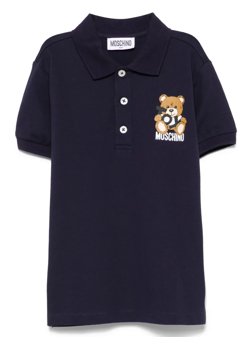 Moschino Kids Poloshirt met teddybeerprint Blauw