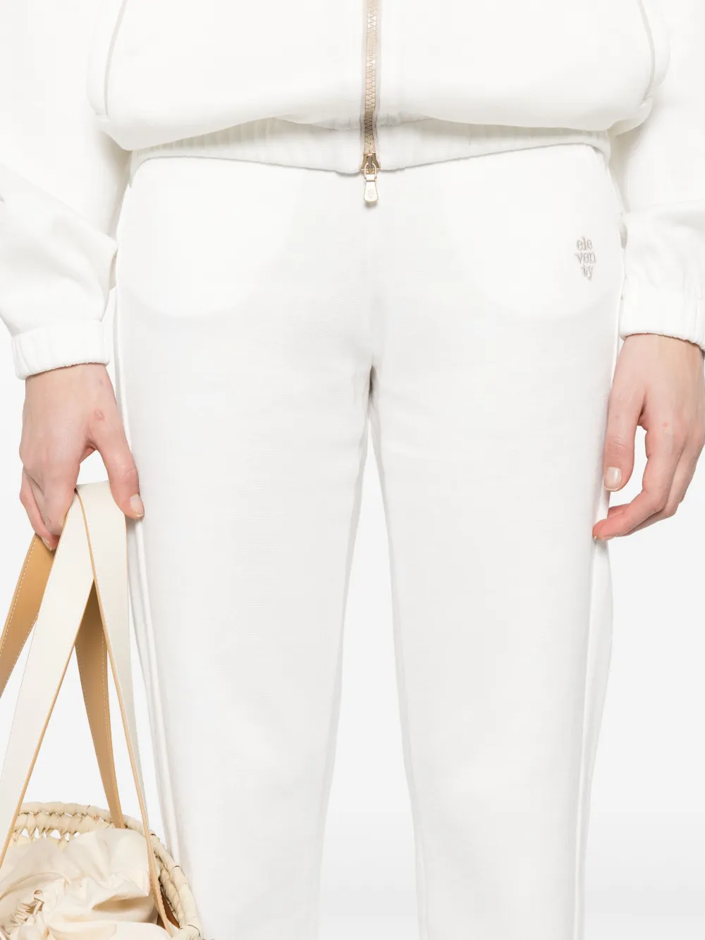 Shop Eleventy Logo-embroidered Track Trousers In White