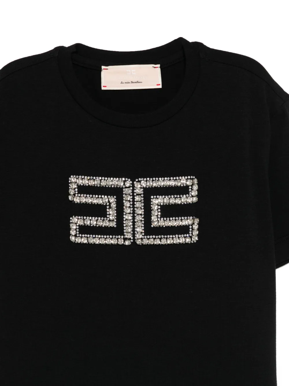 Elisabetta Franchi La Mia Bambina T-shirt met kristallen logo Zwart