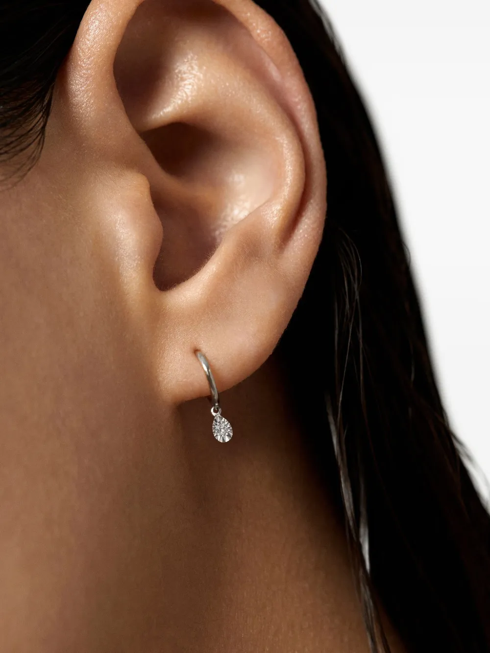 Monica Vinader 14K white gold Teardrop mini hoops earrings | Fine Jewelry | Image 2
