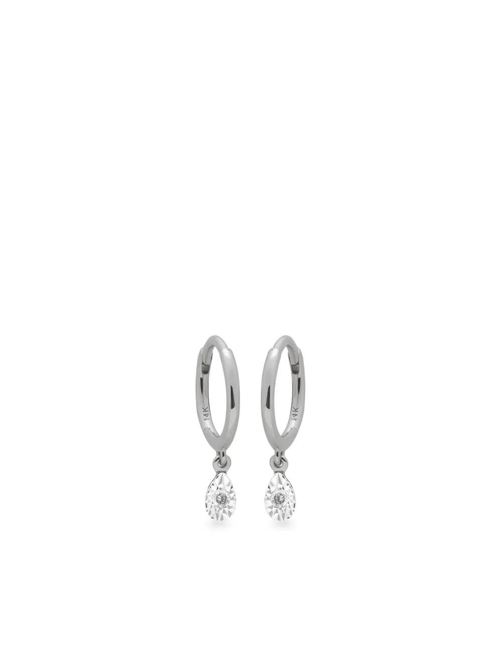 Monica Vinader 14K white gold Teardrop mini hoops earrings | Silver | Image 1