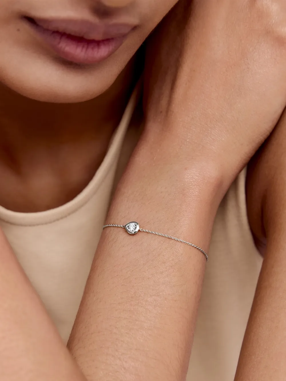 Monica Vinader Pear armband met diamant - Zilver