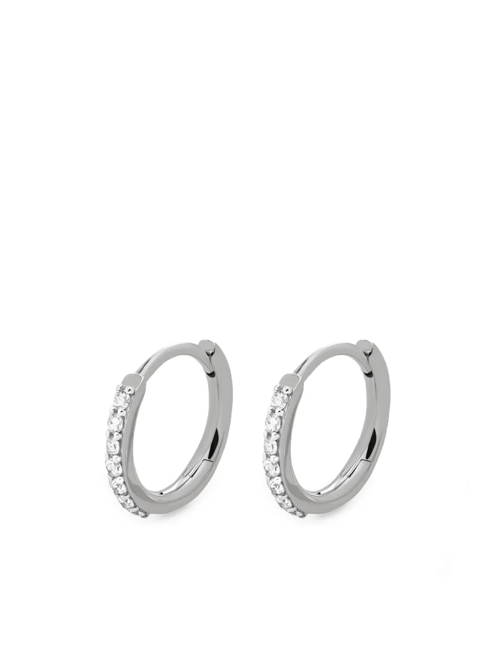Monica Vinader 14K white gold diamond huggies earrings | Silver | Image 1