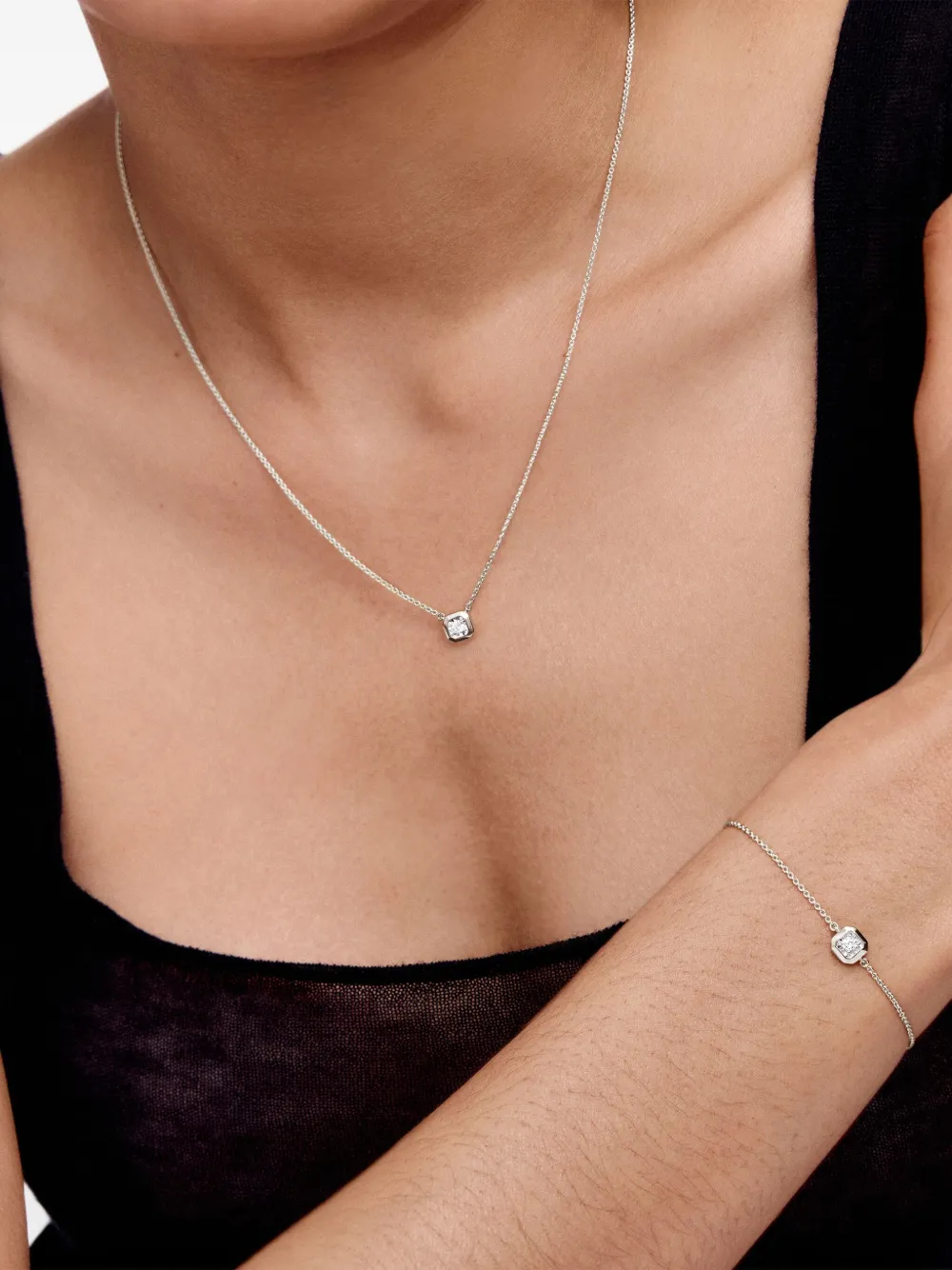 Monica Vinader Asscher armband met diamant - Goud