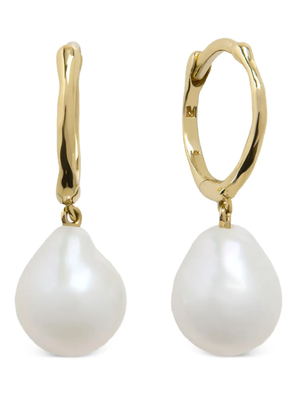 Monica Vinader Nura Baroque Pearl Drop Huggie Hoop Earrings In Gold