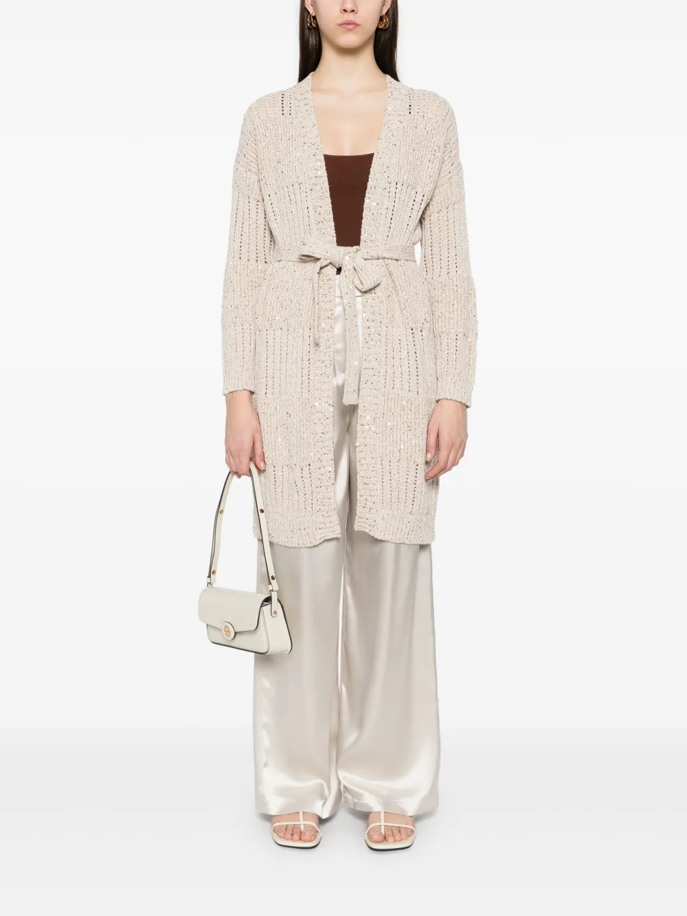 Eleventy Opengebreid vest - Beige