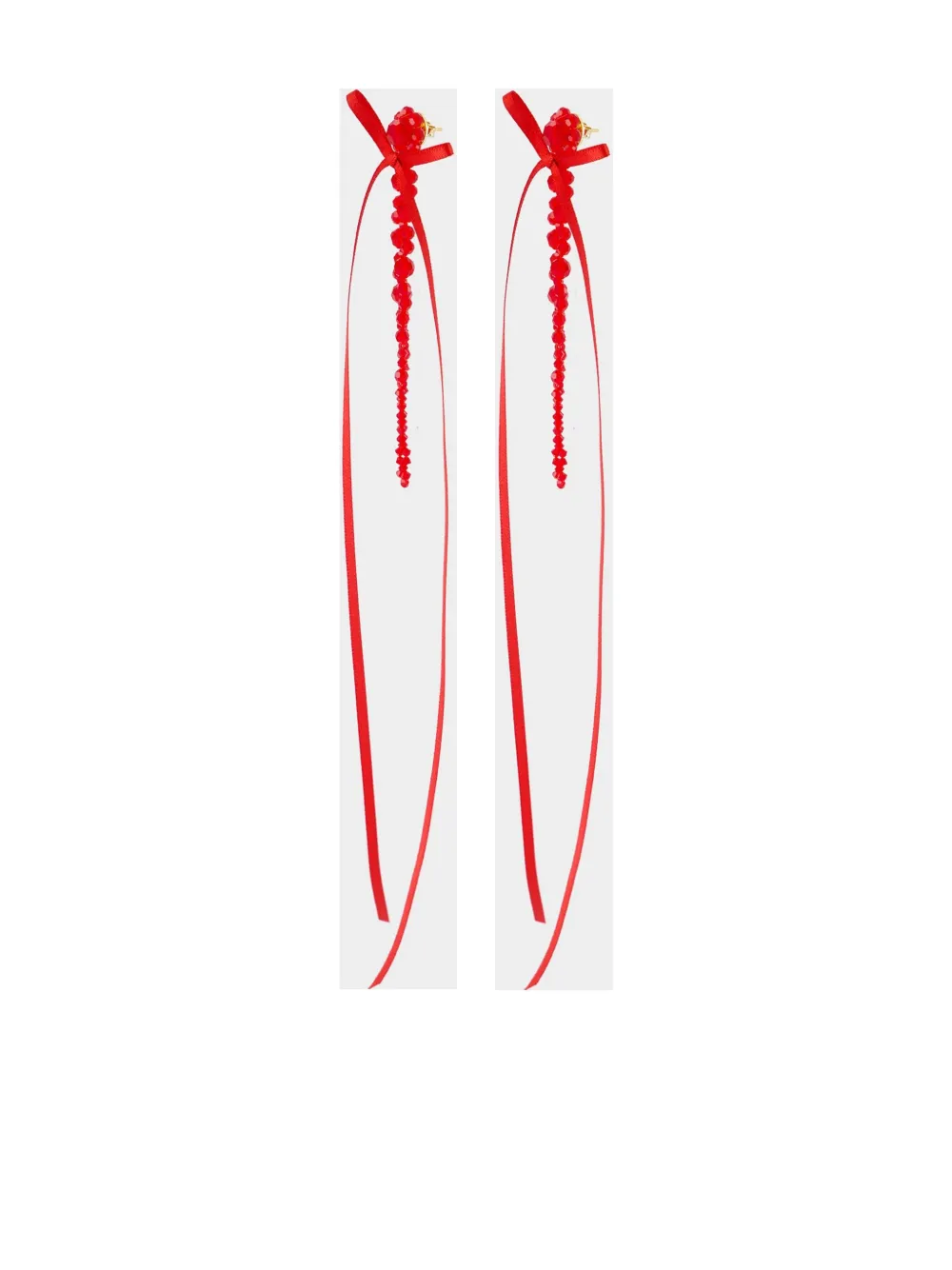 Simone Rocha slim bow ribbon earrings - Rood