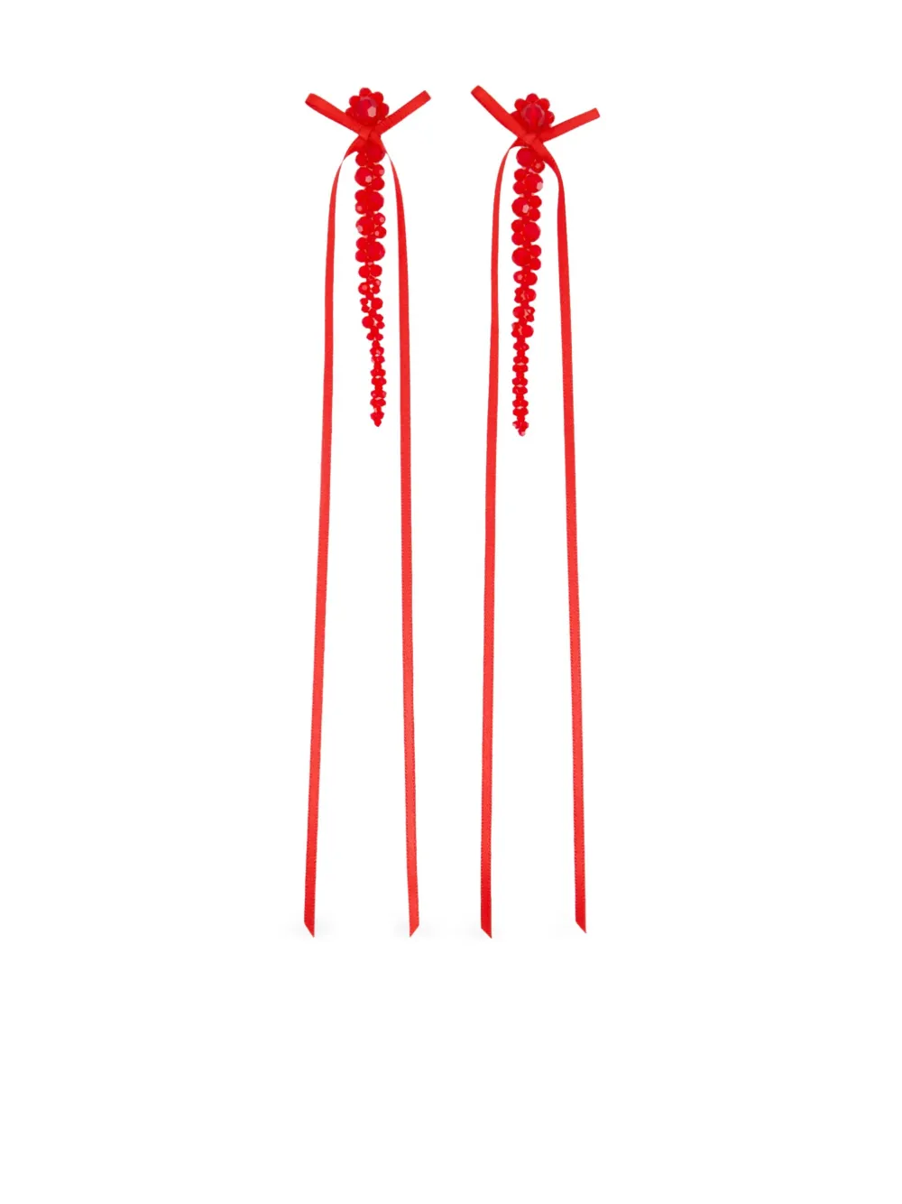 Simone Rocha slim bow ribbon earrings | Red | Image 1