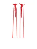 Simone Rocha slim bow ribbon earrings - Red