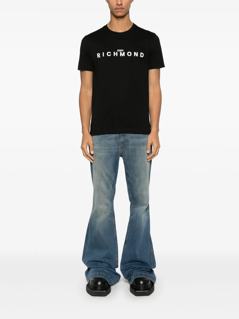 John Richmond T-shirt met logoprint - Zwart