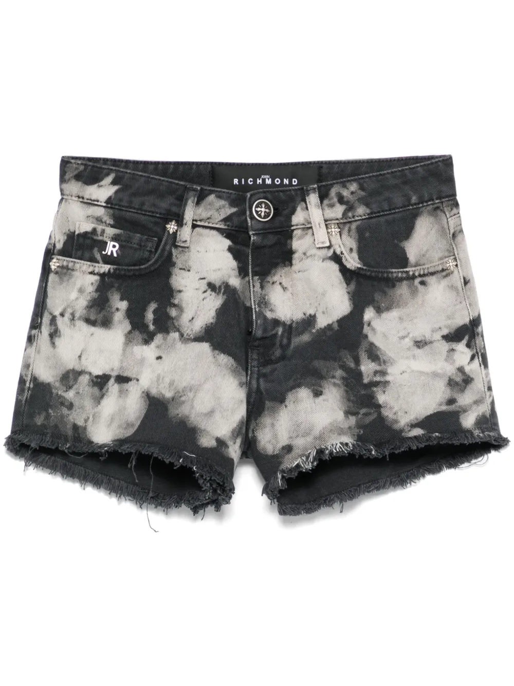 John Richmond Frayed Denim Shorts In Schwarz