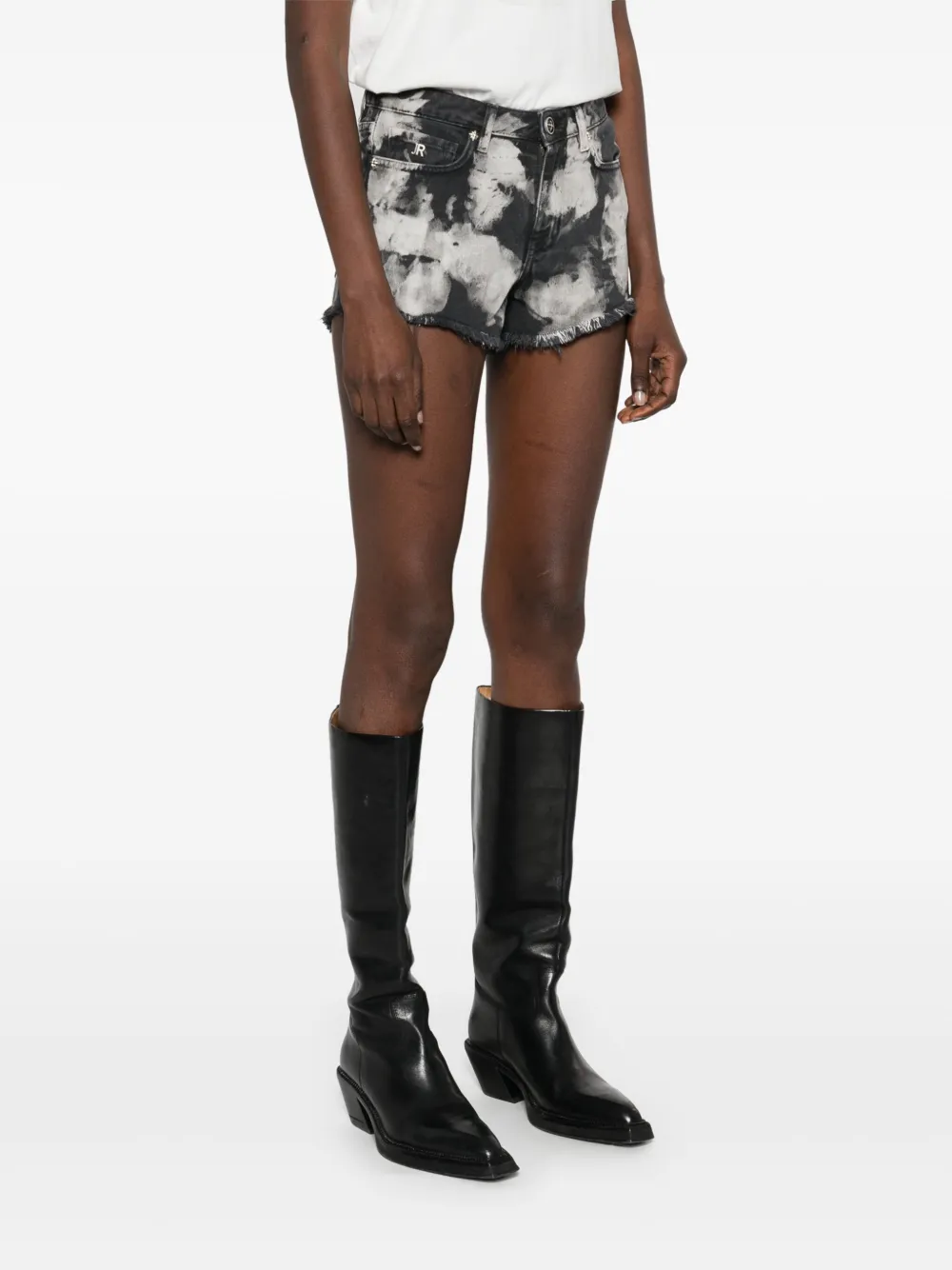 John Richmond Frayed Denim Shorts In Schwarz