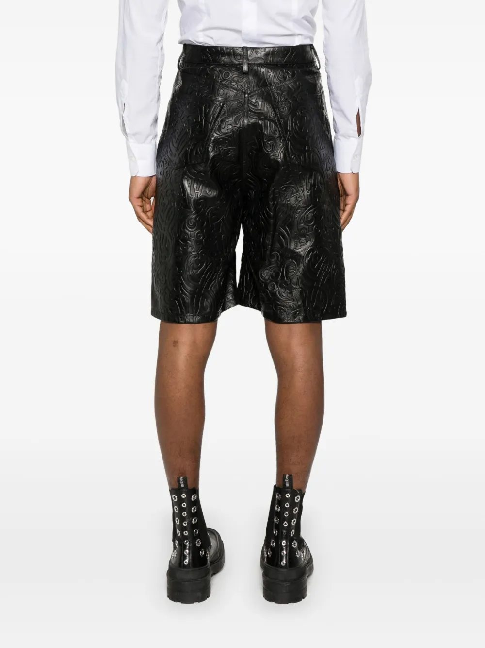 John Richmond Leren shorts Zwart