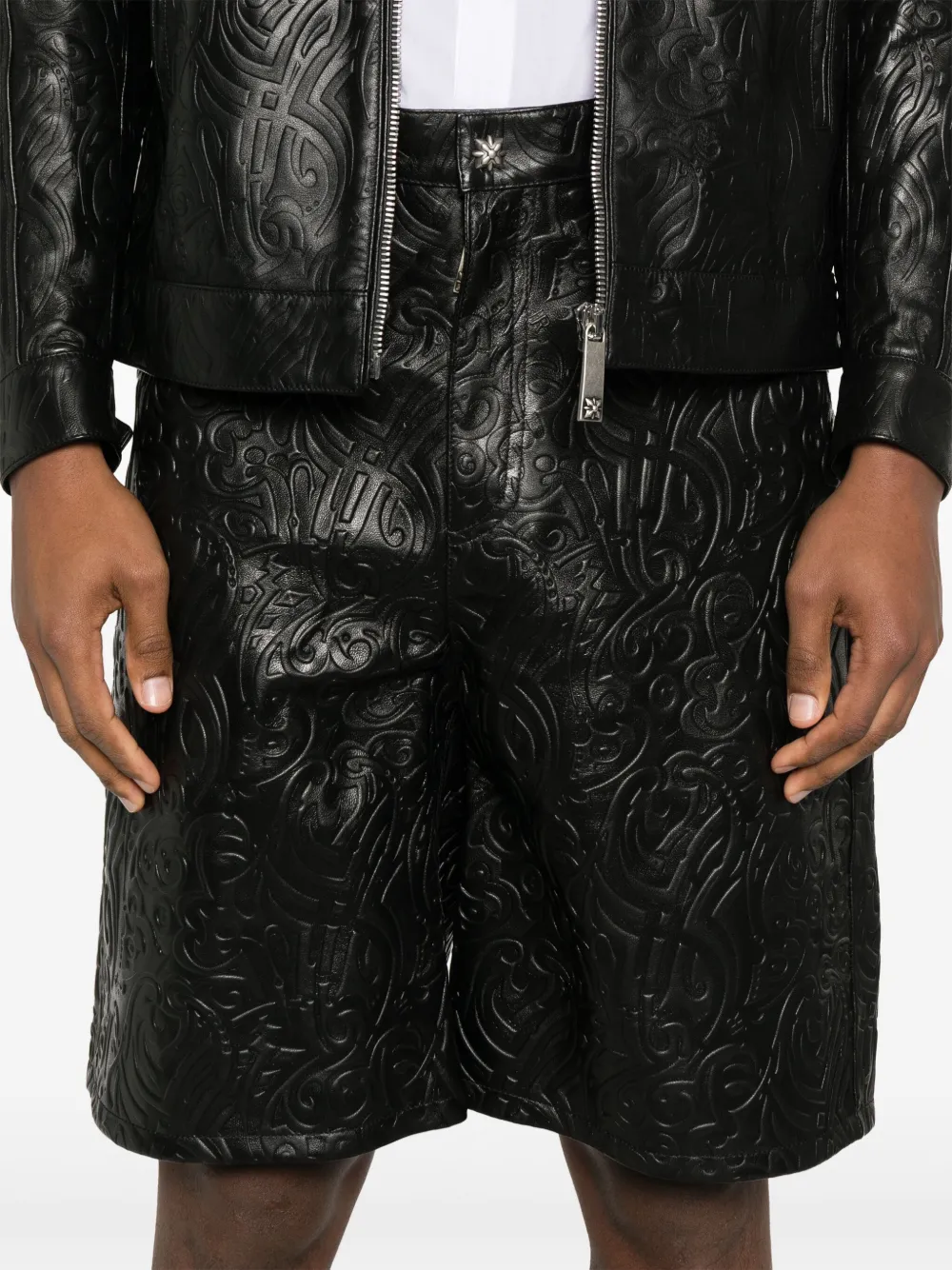 John Richmond Leren shorts Zwart