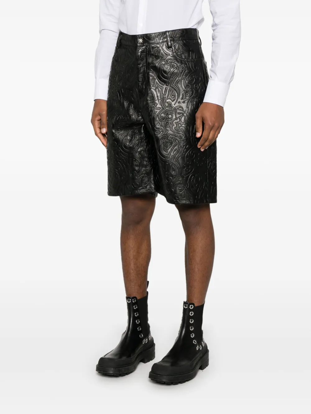 John Richmond Leren shorts Zwart