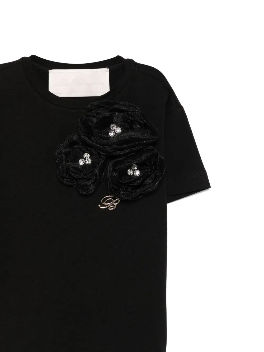 Miss Blumarine T-shirt met bloemenpatch Zwart