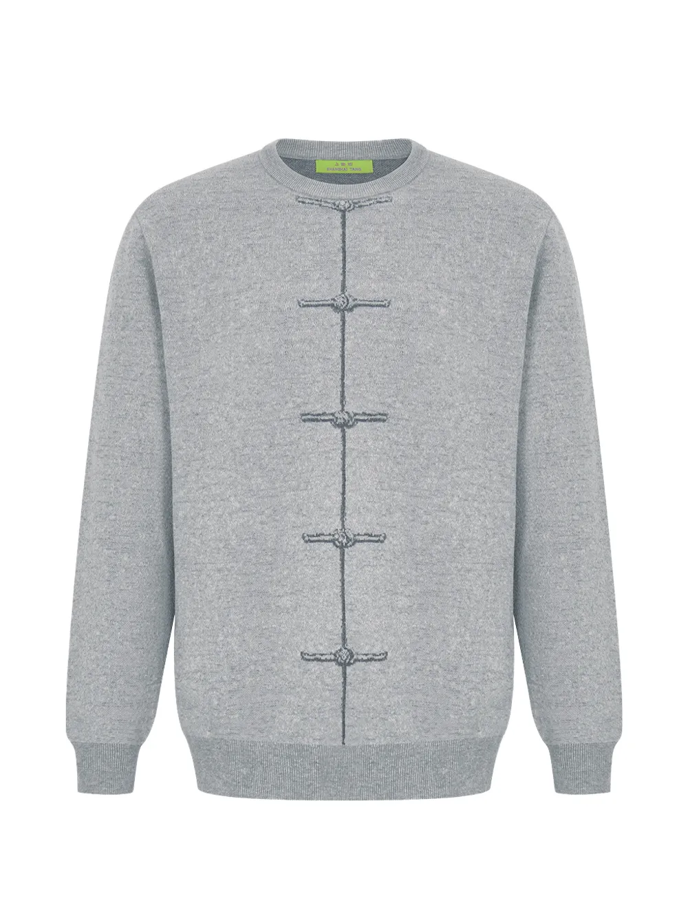 Shanghai Tang frog-button-effect sweater - Grau