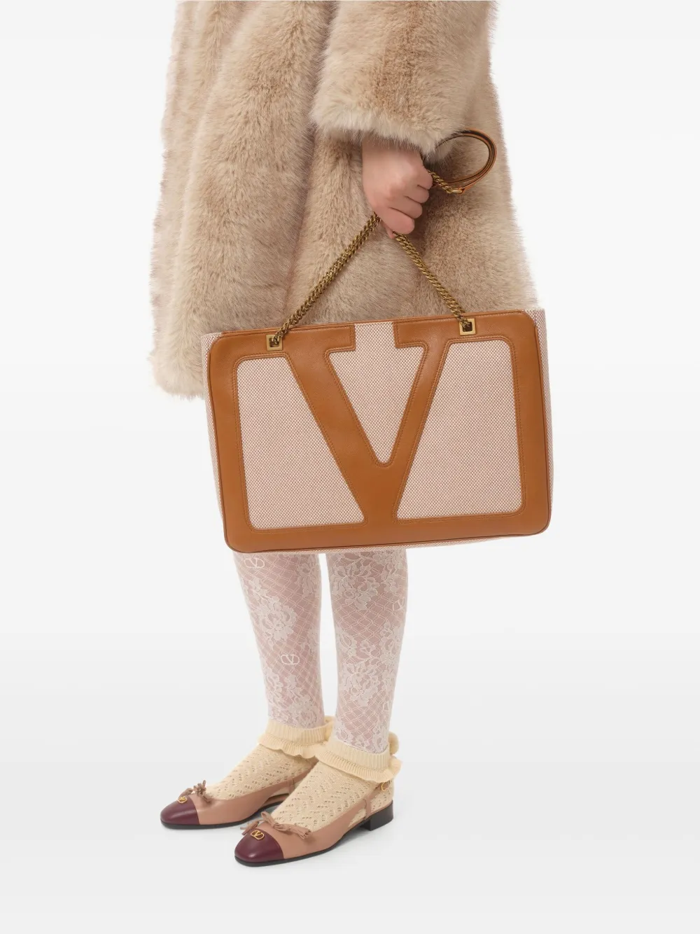 Valentino Garavani Jas van imitatiebont Beige